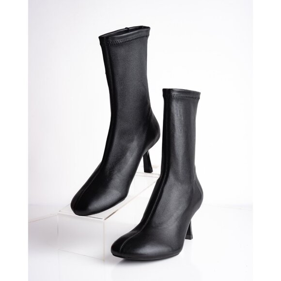 Zara Womens Soft Leather Boots Booties Black heeled US 6 EU 36 New 2101/410 - Picture 1 of 8